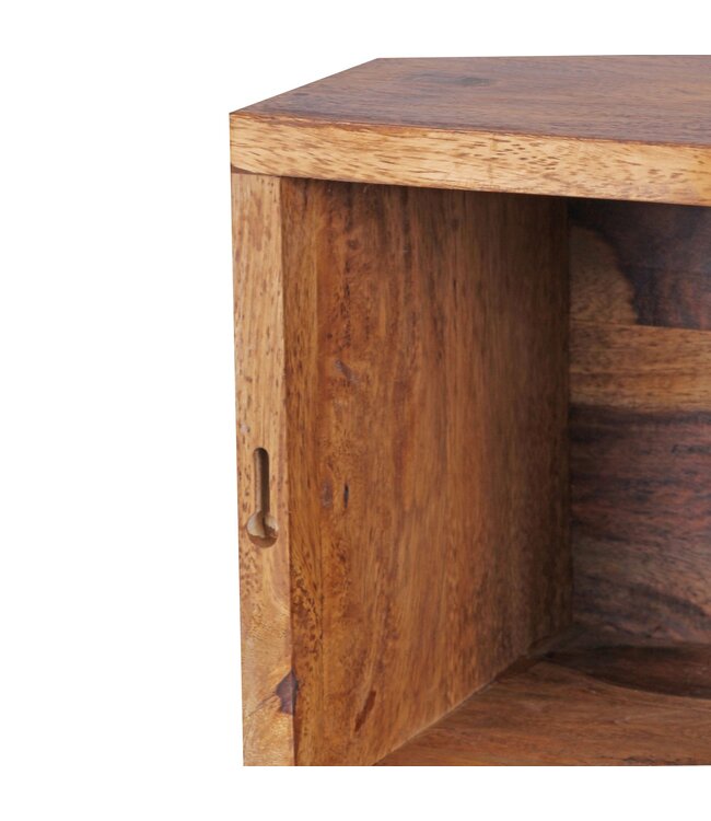 Wohnling set van 4 wandplanken MUMBAI massief houten sheesham houten plank landelijke stijl hangende plank 25cm en 20cm echt houten wandbord