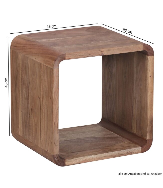 Wohnling set van 2 bijzettafels BOHA massief houten design salontafel acacia 2 tafels | Kubus Plankenset Bruin | Massieve salontafel | Bijzettafels hout landhuisstijl | Houten tafel woonkamer |