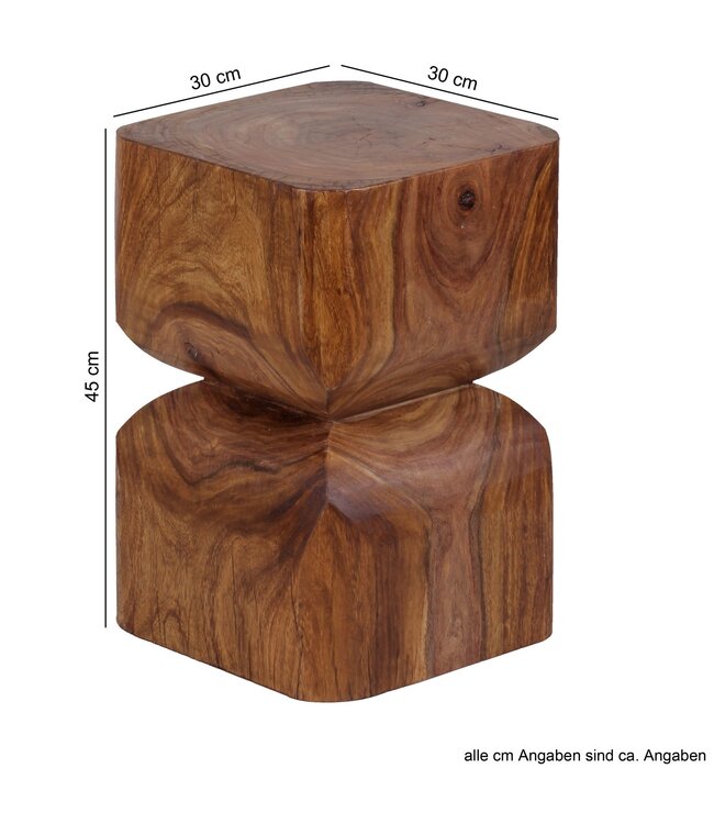 Wohnling bijzettafel WL1.562 Sheesham massief hout 30x45x30cm Rustieke decoratieve tafel | Bloementafel Kleine houten tafel | Sofa aanbouwtafel Bruin| Kleine echt houten tafel | Opbergtafel woonkamer tafel
