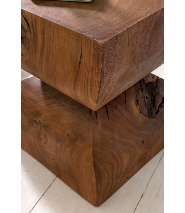Wohnling bijzettafel WL1.562 Sheesham massief hout 30x45x30cm Rustieke decoratieve tafel | Bloementafel Kleine houten tafel | Sofa aanbouwtafel Bruin| Kleine echt houten tafel | Opbergtafel woonkamer tafel