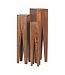 Wohnling bijzettafel set van 3 massief houten sheesham salontafel design kolommen landelijke stijl salontafel vierkant