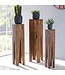 Wohnling bijzettafel set van 3 massief houten sheesham salontafel design kolommen landelijke stijl salontafel vierkant