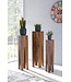 Wohnling bijzettafel set van 3 massief houten sheesham salontafel design kolommen landelijke stijl salontafel vierkant