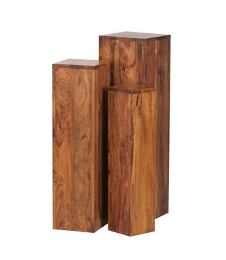 Wohnling Bijzettafelset sheeshamhout bruin 24x85x24 cm