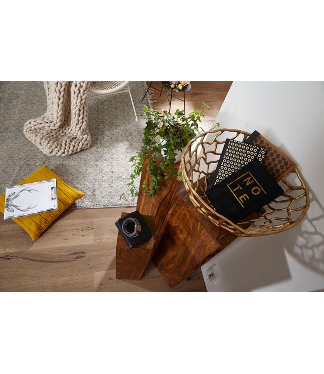 Wohnling bijzettafelset van 3 WL 1.566 massief hout 24,5x85x24,5 cm Sheesham-tafels | Houten tafel natuurproduct Echte houten bijzettafels Decoratieve kolommen | Drie houten tafels bruin | Bloembox hout Modern