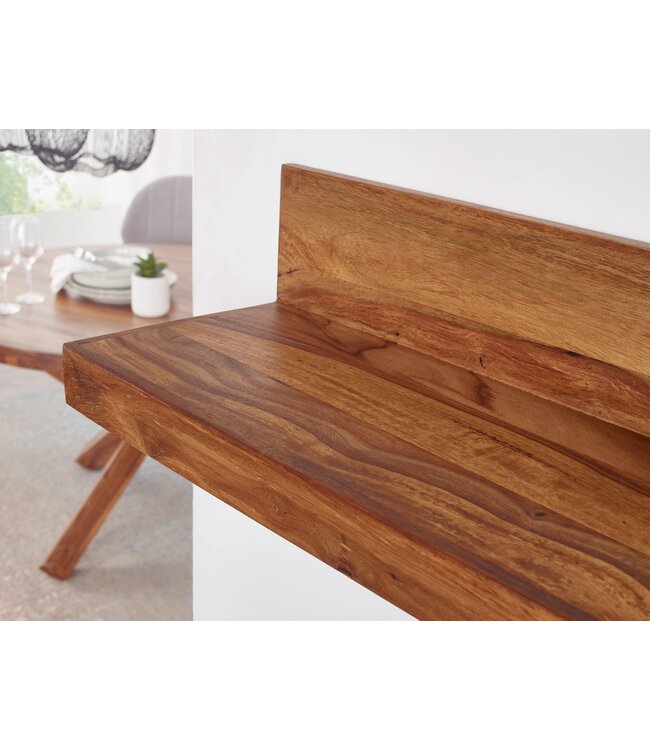 Wohnling wandplank MUMBAI massief hout sheesham houten plank 140 cm landelijke stijl hangende plank echt houten wandplank natuurlijk product