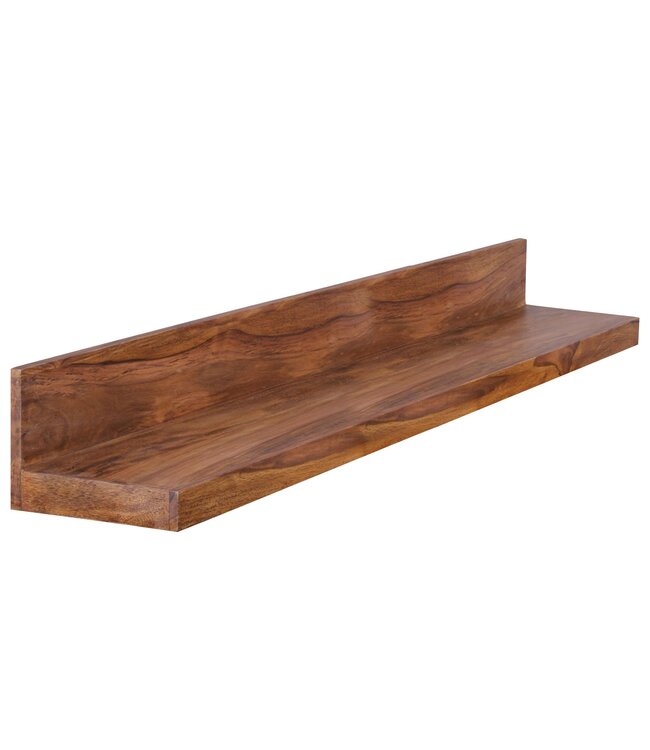 Wohnling wandplank MUMBAI massief hout sheesham houten plank 140 cm landelijke stijl hangende plank echt houten wandplank natuurlijk product