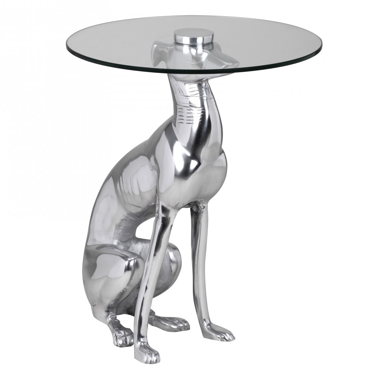 Bijzettafel DOG aluminium zilver 40 cm
