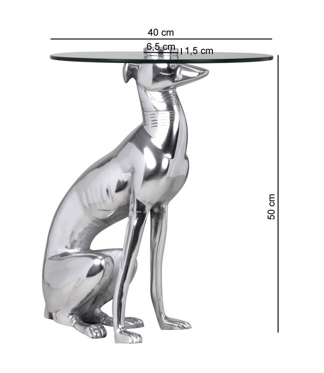 Wohnling design deco bijzettafel figuur DOG gemaakt van aluminium kleur zilver