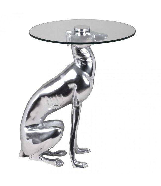 Wohnling design deco bijzettafel figuur DOG gemaakt van aluminium kleur zilver