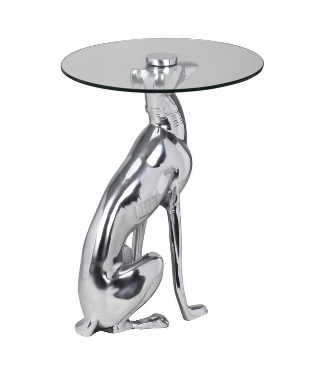 Wohnling design deco bijzettafel figuur DOG gemaakt van aluminium kleur zilver