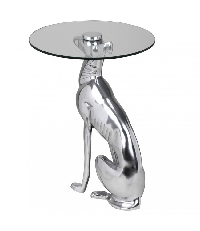 Wohnling design deco bijzettafel figuur DOG gemaakt van aluminium kleur zilver