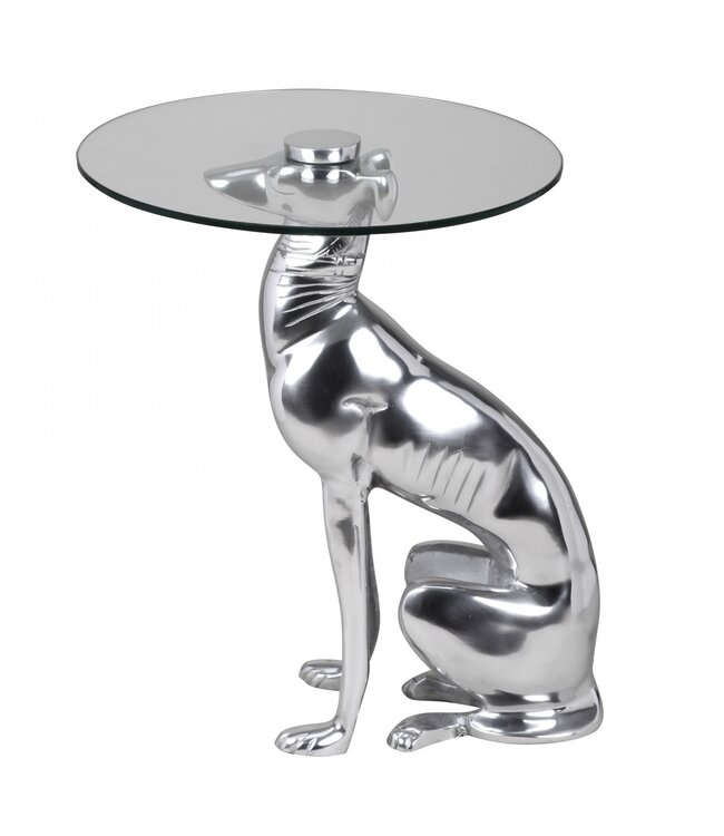 Wohnling design deco bijzettafel figuur DOG gemaakt van aluminium kleur zilver