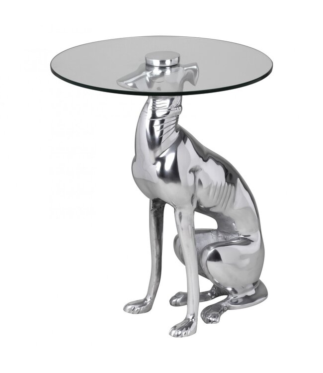 Wohnling design deco bijzettafel figuur DOG gemaakt van aluminium kleur zilver