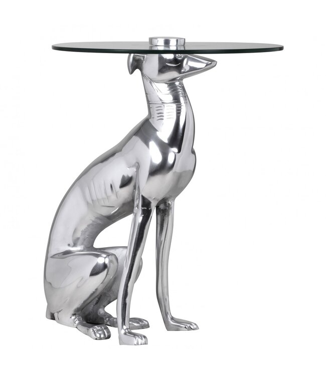 Wohnling design deco bijzettafel figuur DOG gemaakt van aluminium kleur zilver