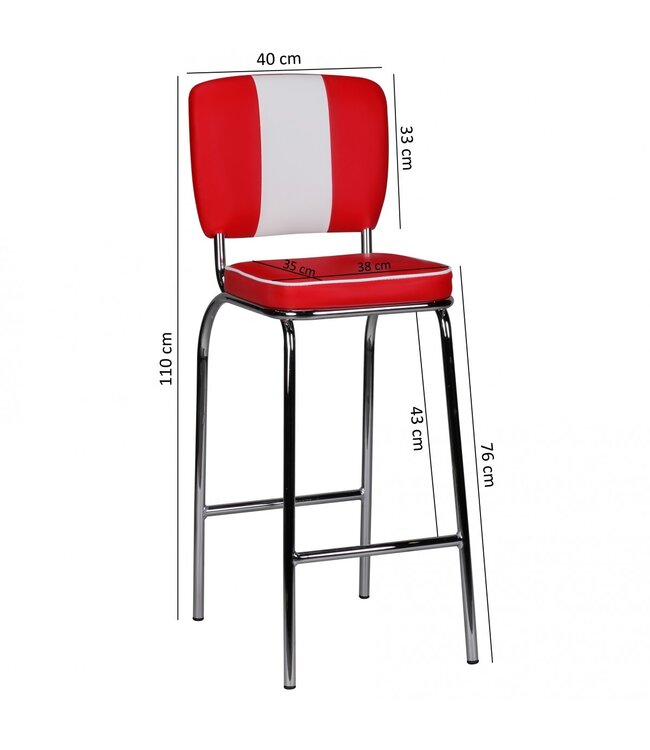 Wohnling American Diner 50s Retro Rood Wit - WL1.718