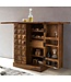 Wohnling thuisbar Sheesham massief hout 65x91x50 cm wijnbar opvouwbaar, kleine bar modern, barkast met deuren, drankkast met opbergruimte voor flessen en glazen