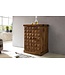 Wohnling thuisbar Sheesham massief hout 65x91x50 cm wijnbar opvouwbaar, kleine bar modern, barkast met deuren, drankkast met opbergruimte voor flessen en glazen