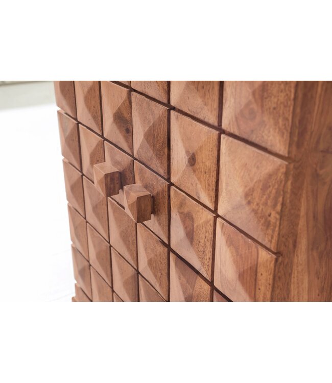Wohnling thuisbar acacia massief hout 65x91x50 cm wijnbar opvouwbaar, kleine bar modern, barkast met deuren, drankkast met opbergruimte voor flessen en glazen