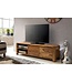 Wohnling Lowboard hardhout sheesham Borst 140cm TV boord opbergvakken landelijke stijl kabinet 40 cm TV-meubel