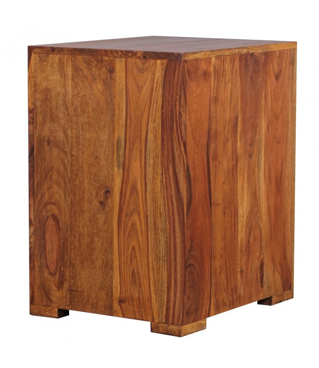 Wohnling nachtkastje MUMBAI massief houten sheesham design nachtkastje 60 cm met lade en deur nachtkastje voor boxspring bed
