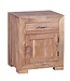 Wohnling nachtkastje MUMBAI massief houten acacia design nachtkastje 60 cm met lade en deur nachtkastje voor boxspring bed