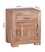 Wohnling nachtkastje MUMBAI massief houten acacia design nachtkastje 60 cm met lade en deur nachtkastje voor boxspring bed