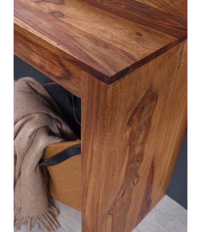Wohnling Console tafel massief hout Sheesham console bureau 115 x 40 cm cottage stijl werktafel natuurlijk hout modern