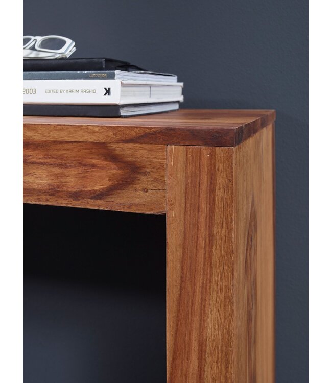 Wohnling Console tafel massief hout Sheesham console bureau 115 x 40 cm cottage stijl werktafel natuurlijk hout modern