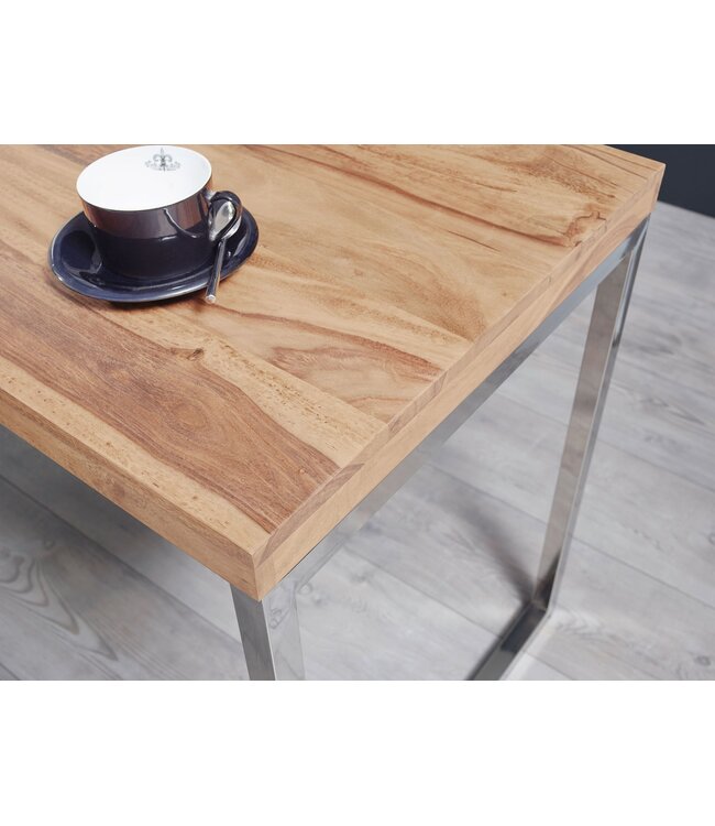 Wohnling bureau hardhout Acacia computer tafel 120 x 60 cm laptop tafel Cottage console tafel met metalen poten
