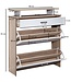 Wohnling schoenenrek hout 80x95x24 cm modern Sonoma eiken | Design schoenenrek schoenenkipper smal | Schoenenkast schoenenopberger met lade | Hal kast schoenenrek plank