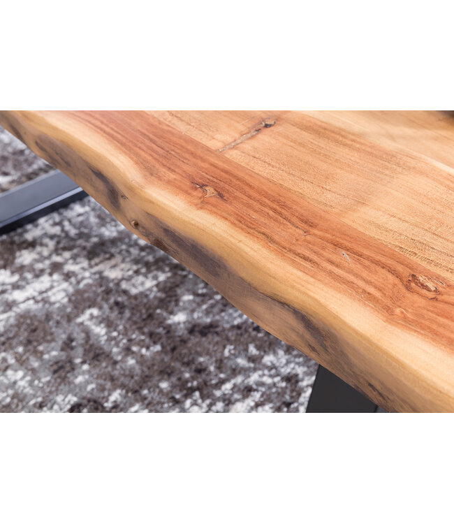 Wohnling Salontafel GAYA van massief acaciahout, boomstam woonkamertafel 115 x 40 x 60 cm, bijzettafel in landelijke stijl