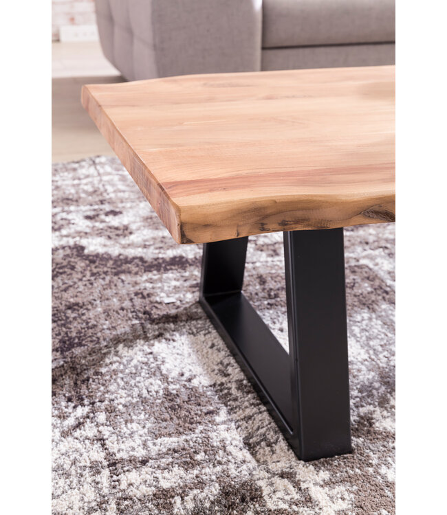 Wohnling Salontafel GAYA van massief acaciahout, boomstam woonkamertafel 115 x 40 x 60 cm, bijzettafel in landelijke stijl
