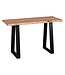 Wohnling Console tafel GAYA massief acaciahout, bureau 120 cm breed in landelijke stijl, make-uptafel met design, secretaire met 2 metalen poten, echt houten console met boomrand, tafelconsole