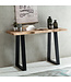 Wohnling Console tafel GAYA massief acaciahout, bureau 120 cm breed in landelijke stijl, make-uptafel met design, secretaire met 2 metalen poten, echt houten console met boomrand, tafelconsole