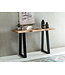 Wohnling Console tafel GAYA massief acaciahout, bureau 120 cm breed in landelijke stijl, make-uptafel met design, secretaire met 2 metalen poten, echt houten console met boomrand, tafelconsole