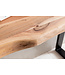 Wohnling Console tafel GAYA massief acaciahout, bureau 120 cm breed in landelijke stijl, make-uptafel met design, secretaire met 2 metalen poten, echt houten console met boomrand, tafelconsole