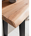 Wohnling Console tafel GAYA massief acaciahout, bureau 120 cm breed in landelijke stijl, make-uptafel met design, secretaire met 2 metalen poten, echt houten console met boomrand, tafelconsole