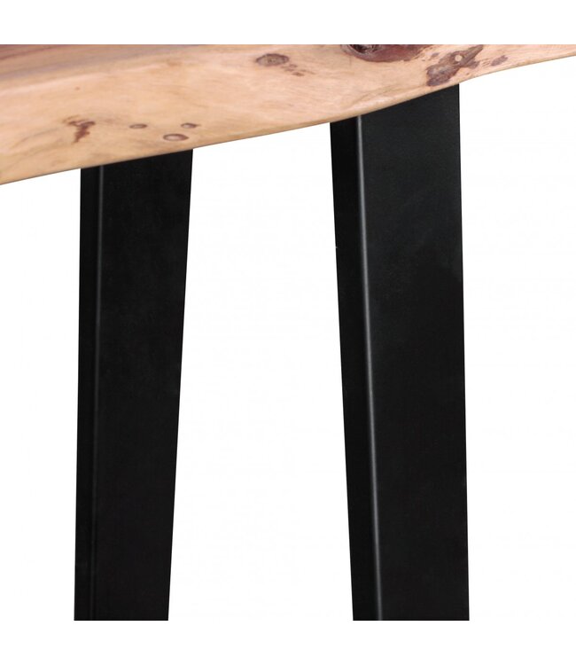 Wohnling Console tafel GAYA massief acaciahout, bureau 120 cm breed in landelijke stijl, make-uptafel met design, secretaire met 2 metalen poten, echt houten console met boomrand, tafelconsole