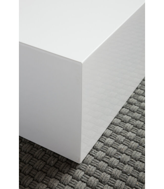 Wohnling salontafel MONOBLOC 60 x 60 x 30 cm hoogglans MDF wit gelakt | Design woonkamertafel Cube vierkant | Lounge bijzettafel kubusvorm