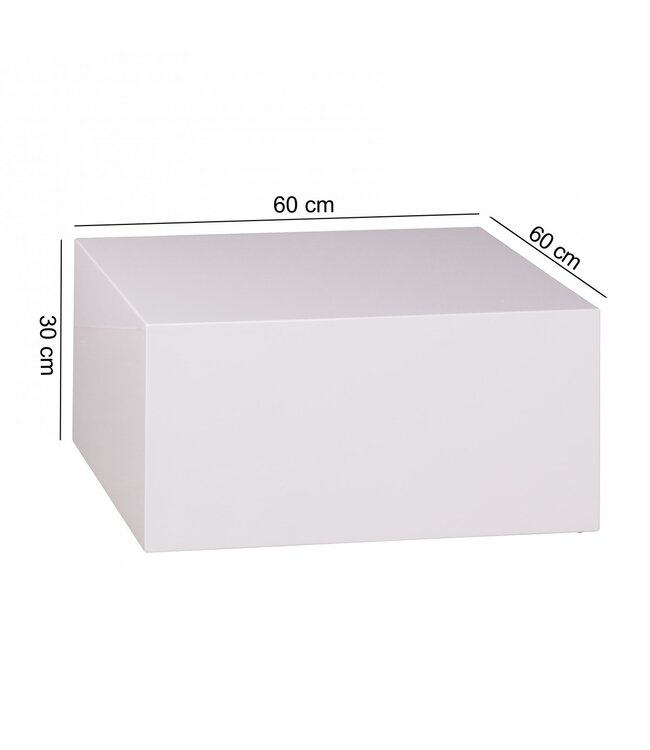 Wohnling salontafel MONOBLOC 60 x 60 x 30 cm hoogglans MDF wit gelakt | Design woonkamertafel Cube vierkant | Lounge bijzettafel kubusvorm