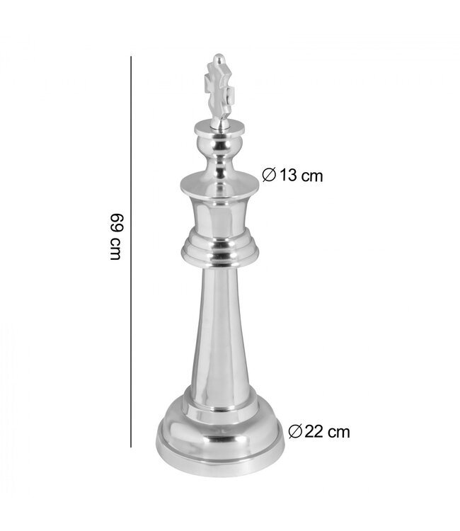 Wohnling Deko pion KING aluminium decoratie gepolijst 70 cm Dekofigur standbeeld sculptuur grote aluminium enkel modern XXL