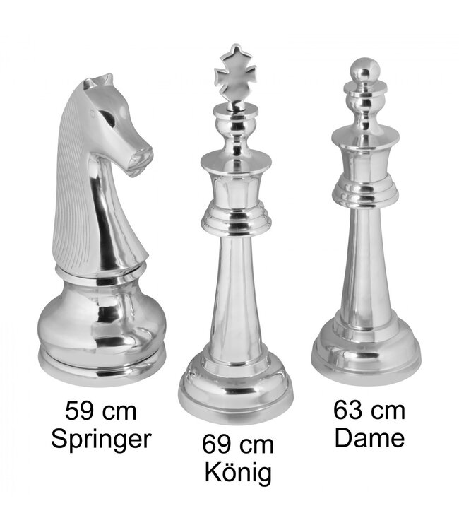 Wohnling Deko pion KING aluminium decoratie gepolijst 70 cm Dekofigur standbeeld sculptuur grote aluminium enkel modern XXL