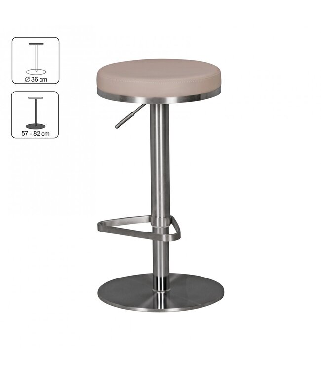 Wohnling Duurzaam M7 barkruk staal taupe stoel moderne kruk verstelbare design barkruk draaibare stabiel