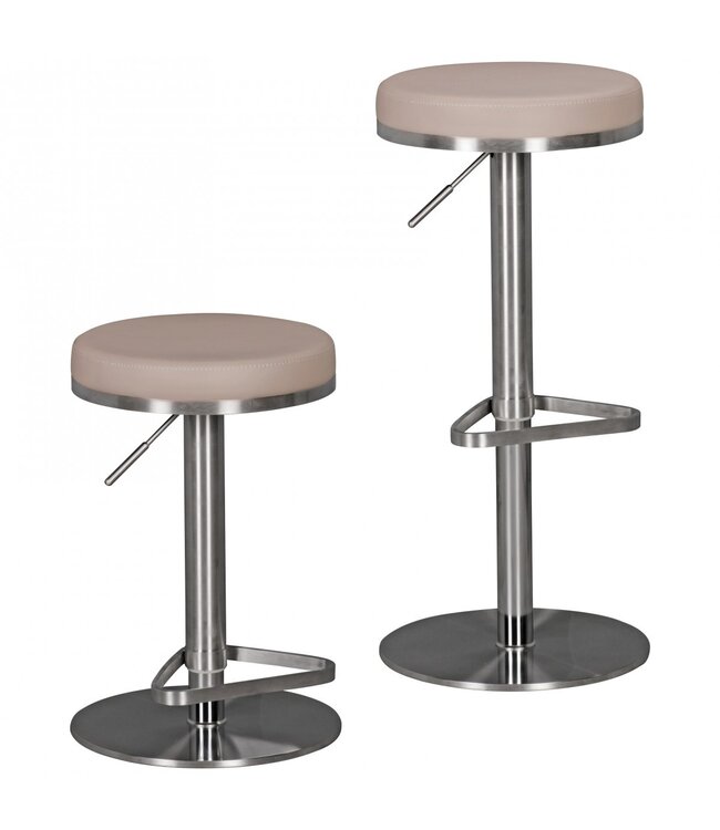 Wohnling Duurzaam M7 barkruk staal taupe stoel moderne kruk verstelbare design barkruk draaibare stabiel