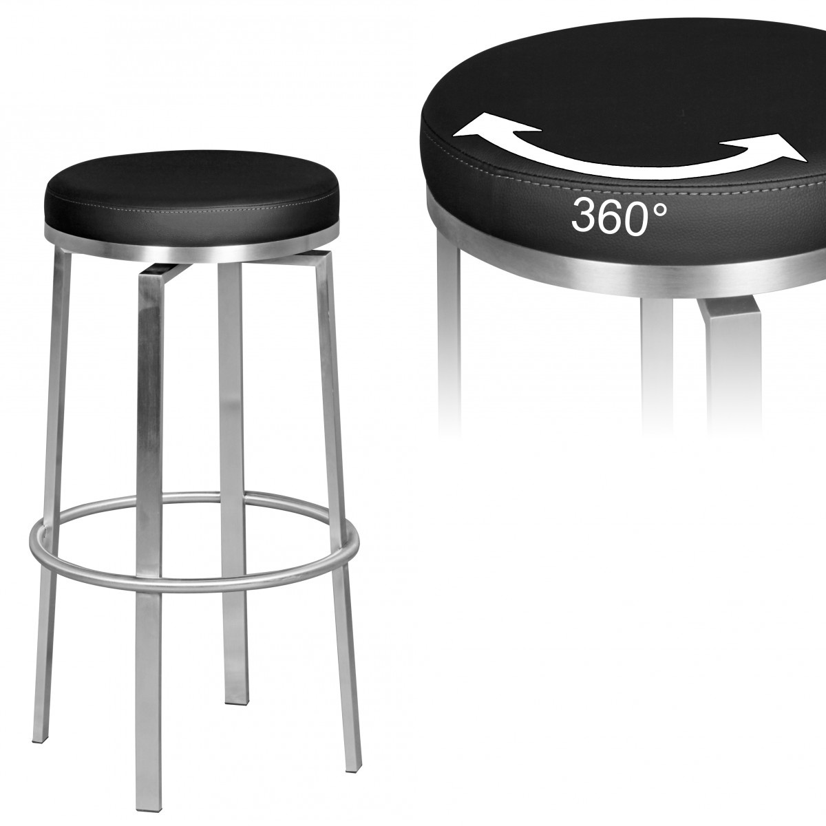 Barkruk zwart staal 76 cm hoog