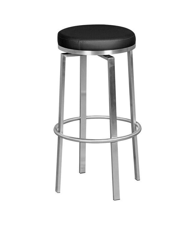 Wohnling Durable M8 | Barkruk roestvrij staal zwart | Bar stoel modern | Tegenbank met benen | Draaibare design kruk