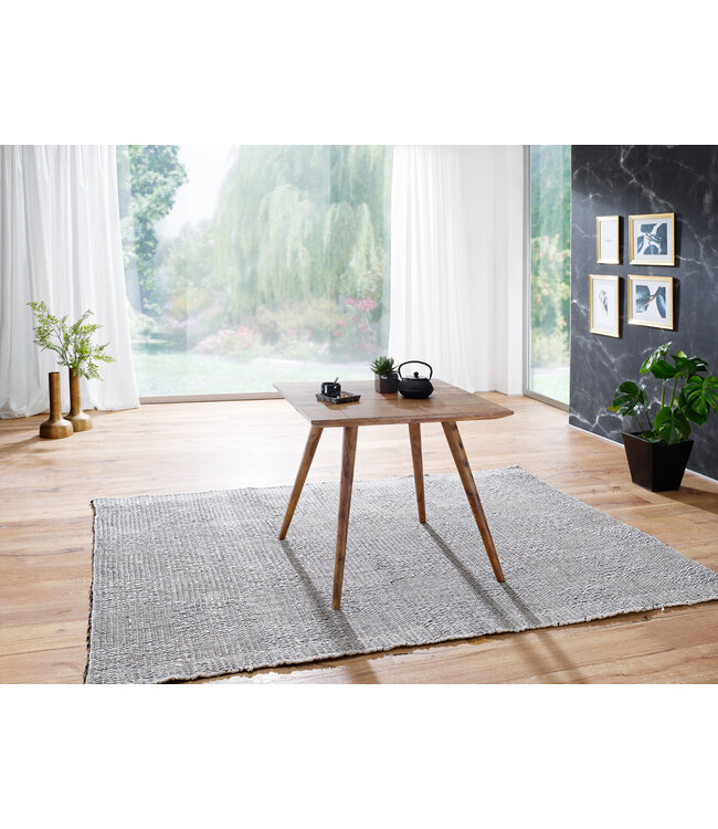 Wohnling eetkamertafel REPA 80 x 80 x 76 cm Sheesham rustiek massief hout | Design landhuis eettafel | Tafel voor eetkamer vierkant | 4 mensen