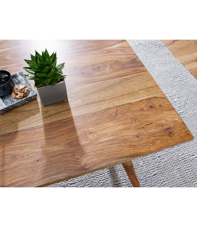 Wohnling eetkamertafel REPA 80 x 80 x 76 cm Sheesham rustiek massief hout | Design landhuis eettafel | Tafel voor eetkamer vierkant | 4 mensen