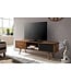 Wohnling TV lowboard REPA 140 cm massief hout Sheesham landhuis 2 deuren & compartiment | HiFi plank bruin / zwart 4 voet | TV dressoir vintage